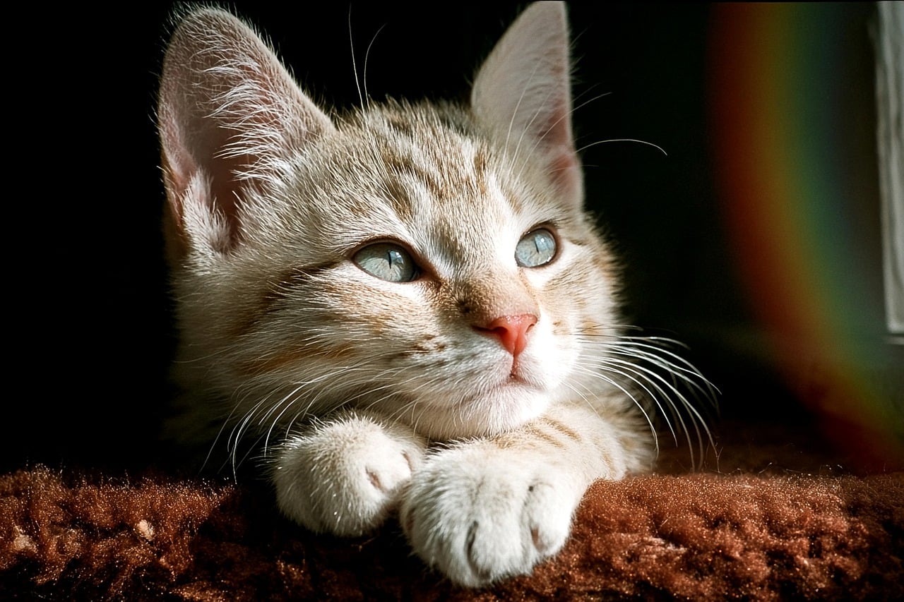 こちらを見上げる子猫