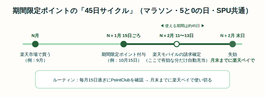 期間限定ポイントの45日サイクル図解